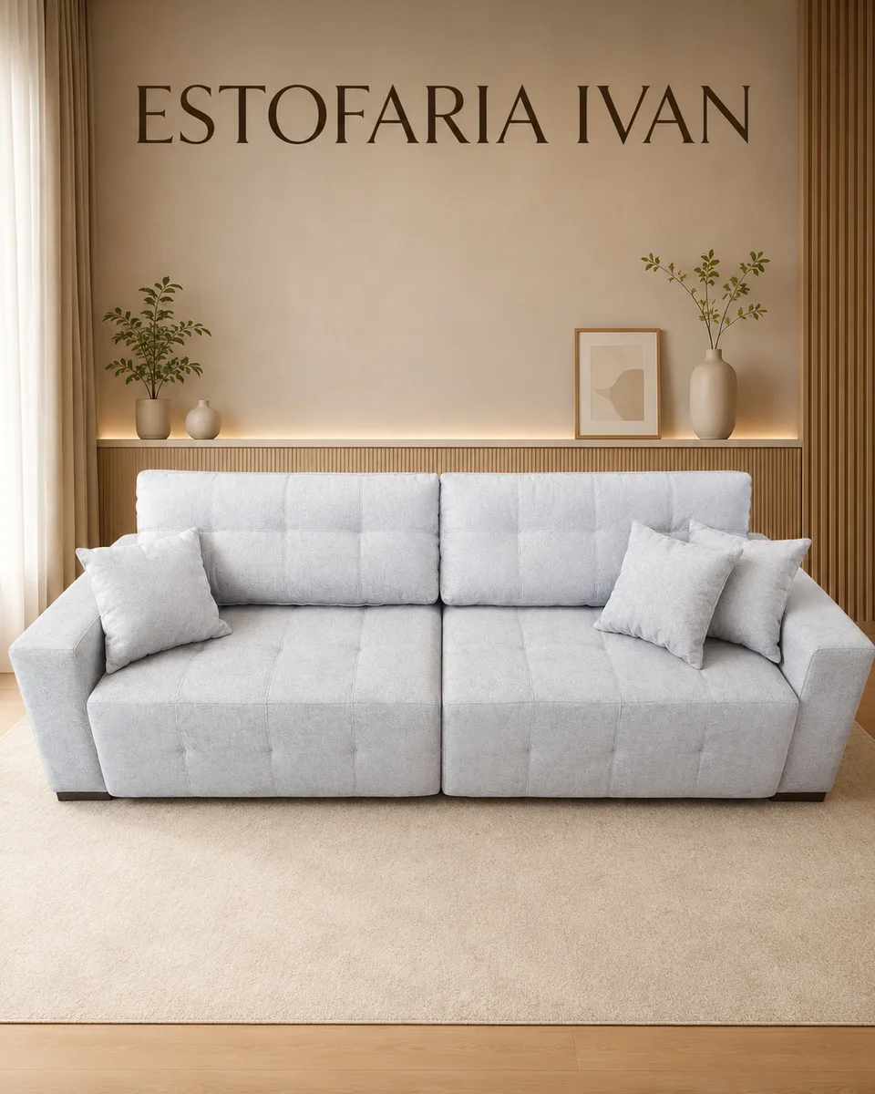 Sofá branco em ambiente decorado da Estofaria Ivan